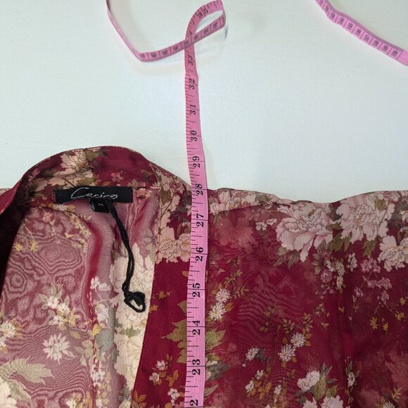 Cecico Size Medium Burgundy Floral Sheer Wrap - Picture 13 of 15